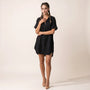 Relaxed Linen Shirt Dress BlackSM-069-BLACK-S