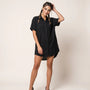 Relaxed Linen Shirt Dress BlackSM-069-BLACK-S