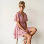 Ruffle Wrap Mini Dress PinkSM-055-PINK-S