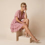Ruffle Wrap Mini Dress PinkSM-055-PINK-S