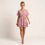 Ruffle Wrap Mini Dress PinkSM-055-PINK-S
