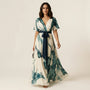 Sage Flow Belted Maxi Wrap Dress GreenSM-049-GREEN-S