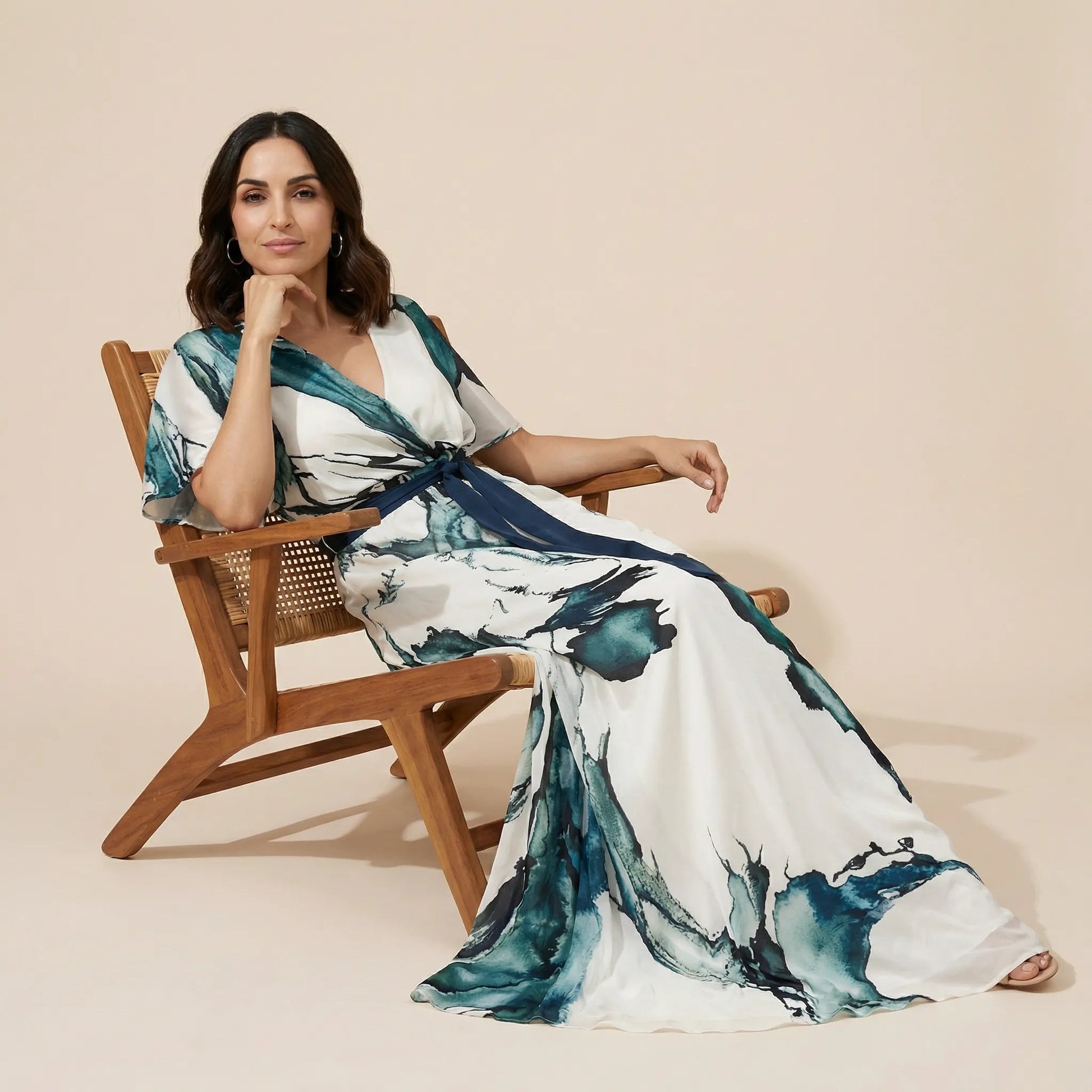 Sage Flow Belted Maxi Wrap Dress GreenSM-049-GREEN-S