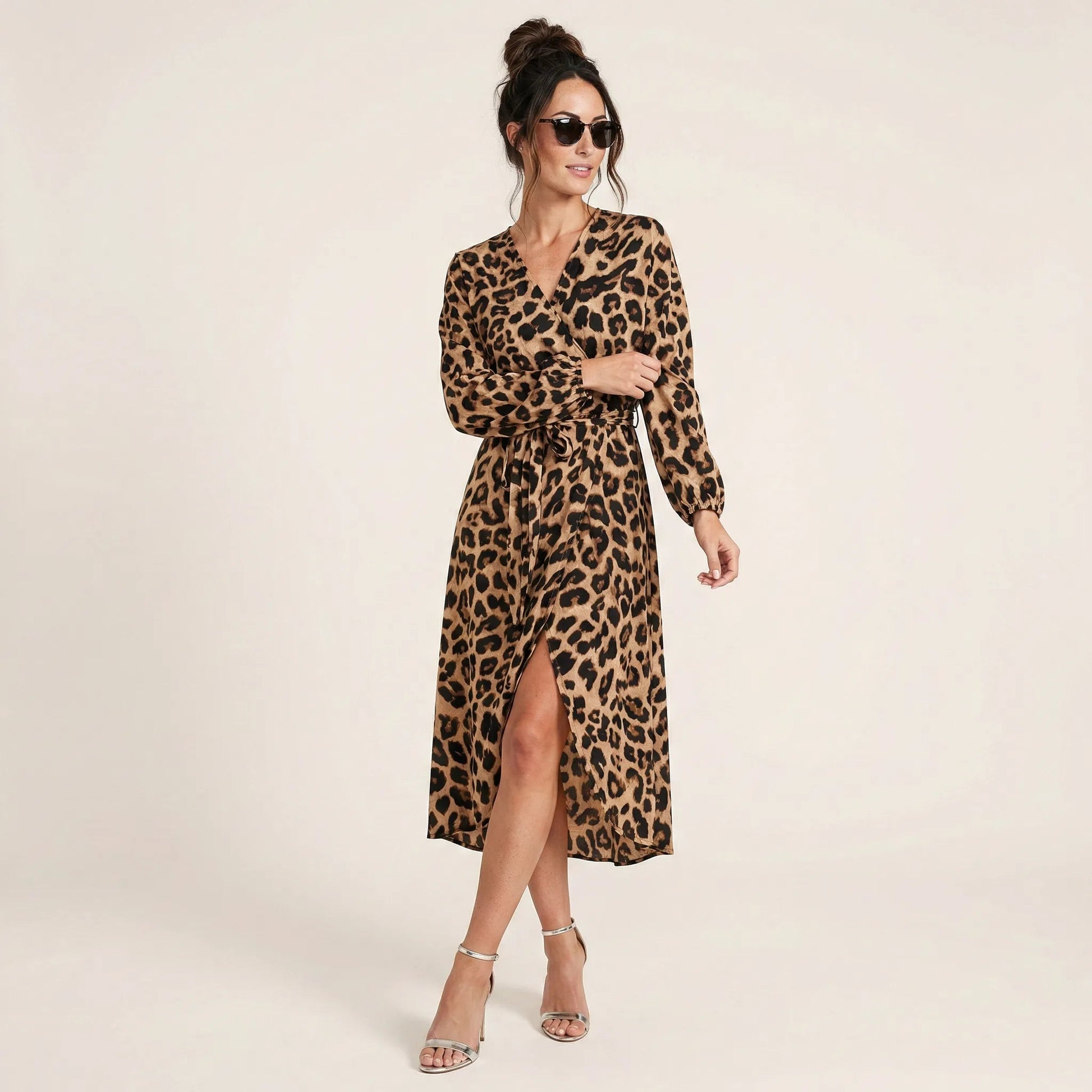 Savanna Allure Wrap Midi Dress BrownS