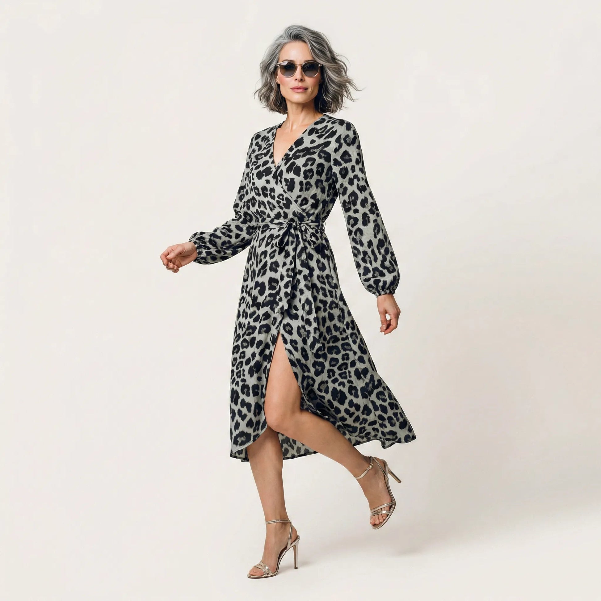Savanna Allure Wrap Midi Dress GreyS