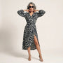 Savanna Allure Wrap Midi Dress GreyS