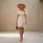 Short Sleeve Summer Wrap Dress PeachSM-011-PEACH-S