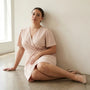 Short Sleeve Summer Wrap Dress PeachSM-011-PEACH-S