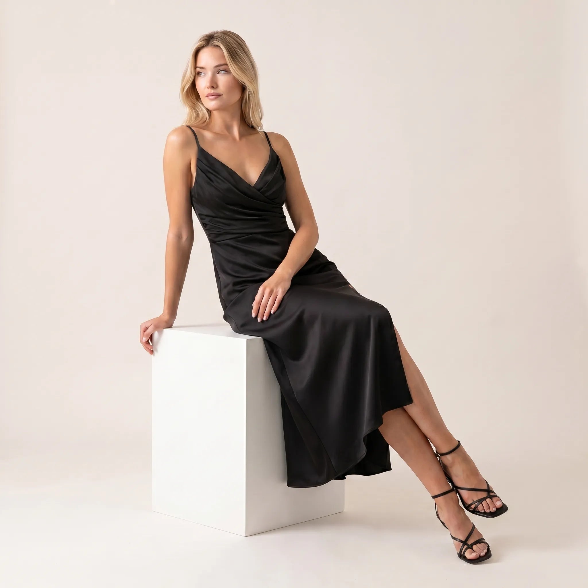 Silhouette Muse Slip Midi Dress BlackSM-065-BLACK-S