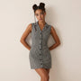 Sleeveless Gingham Mini Dress BlackXSM-027-BLACK-XS