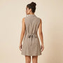 Sleeveless Gingham Mini Dress BrownXSM-027-BROWN-XS
