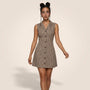 Sleeveless Gingham Mini Dress BrownXSM-027-BROWN-XS