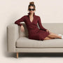 Slim Fit Ribbed Knit Wrap Midi Body Dress MaroonSM-001-MARRON-S