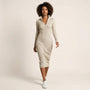 Slim Fit Ribbed Knit Wrap Midi Body Dress Milky - WhiteSM-001-MILKYWHITE-S