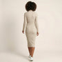 Slim Fit Ribbed Knit Wrap Midi Body Dress Milky - WhiteSM-001-MILKYWHITE-S