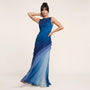 Smoky Veil Ombre Chiffon Gown BlueS