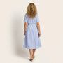 Stripe A - Line Midi Shirt Dress with Waist Tie BlueXSM-018-BLUE-XS