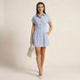 Striped Button - Down Mini Shirt Dress BlueSM-025-BLUE-S