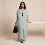 Striped Oversized Shirt Maxi Dress GreenSM-072-GREEN-S