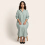 Striped Oversized Shirt Maxi Dress GreenSM-072-GREEN-S
