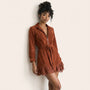 Suede Lace - Trim Mini Dress MaroonSM-035-MAROON-S