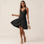 Summer Wrap - Style V - Neck Midi Dress BlackSM-005-BLACK-S