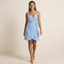 Summer Wrap - Style V - Neck Midi Dress BlueSM-005-BLUE-S