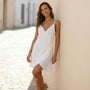 Summer Wrap - Style V - Neck Midi Dress WhiteSM-005-WHITE-S