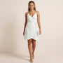 Summer Wrap - Style V - Neck Midi Dress WhiteSM-005-WHITE-S
