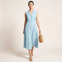 Sunlit Classic Sleeveless Midi Dress BlueSM-043-BLUE-S