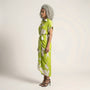 Tropical Statement Tie - Waist Midi Dress Light GreenSM-030-LIGHTGREEN-S