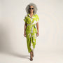 Tropical Statement Tie - Waist Midi Dress Light GreenSM-030-LIGHTGREEN-S