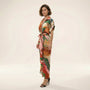 Tropical Statement Tie - Waist Midi Dress MulticolorSM-030-MULTICOLOR-S