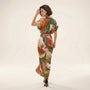 Tropical Statement Tie - Waist Midi Dress MulticolorSM-030-MULTICOLOR-S