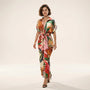 Tropical Statement Tie - Waist Midi Dress MulticolorSM-030-MULTICOLOR-S