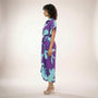Tropical Statement Tie - Waist Midi Dress PurpleSM-030-PURPLE-S