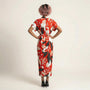 Tropical Statement Tie - Waist Midi Dress RedSM-030-RED-S