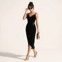 Velour Draped Midi Dress BlackSM-068-BLACK-S