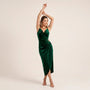 Velour Draped Midi Dress GreenSM-068-GREEN-S