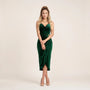 Velour Draped Midi Dress GreenSM-068-GREEN-S