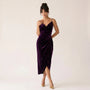 Velour Draped Midi Dress PurpleSM-068-PURPLE-S