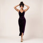 Velour Draped Midi Dress PurpleSM-068-PURPLE-S