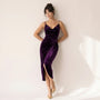 Velour Draped Midi Dress PurpleSM-068-PURPLE-S