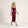 Velour Draped Midi Dress WineSM-068-WINE-S