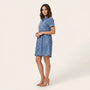 Washed Tiered Denim Mini Dress Dark DenimSM-070-DARKDENIM-S