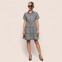 Washed Tiered Denim Mini Dress GreySM-070-GREY-S