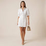 White Turn - down Collar Shirt Mini Dress WhiteSM-006-WHITE-S