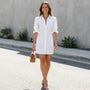 White Turn - down Collar Shirt Mini Dress WhiteSM-006-WHITE-S
