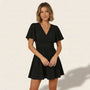 Wrap - Style Fit & Flare Mini Dress BlackSM-023-BLACK-S
