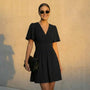 Wrap - Style Fit & Flare Mini Dress BlackSM-023-BLACK-S